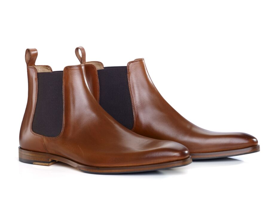 Chelsea boots cuir homme Cognac patiné - BERGAME PATIN