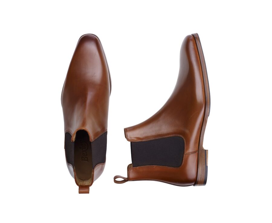 Chelsea boots cuir homme Cognac patiné - BERGAME PATIN