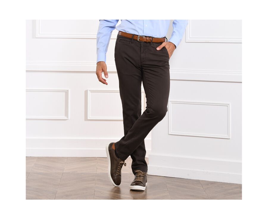 Pantalon chino homme Chocolat - NOLAN