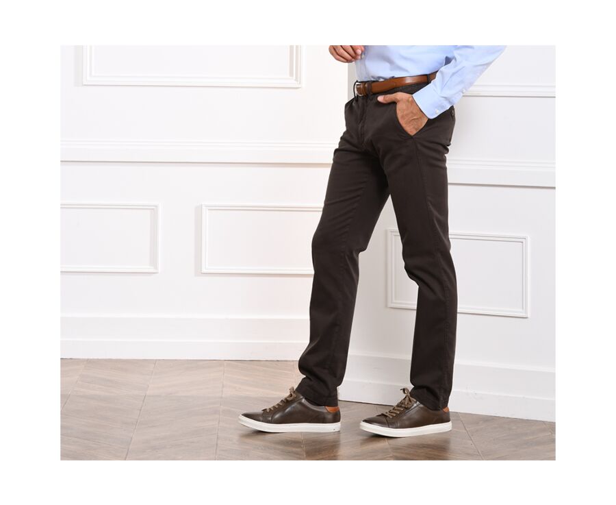 Pantalon chino homme Chocolat - NOLAN