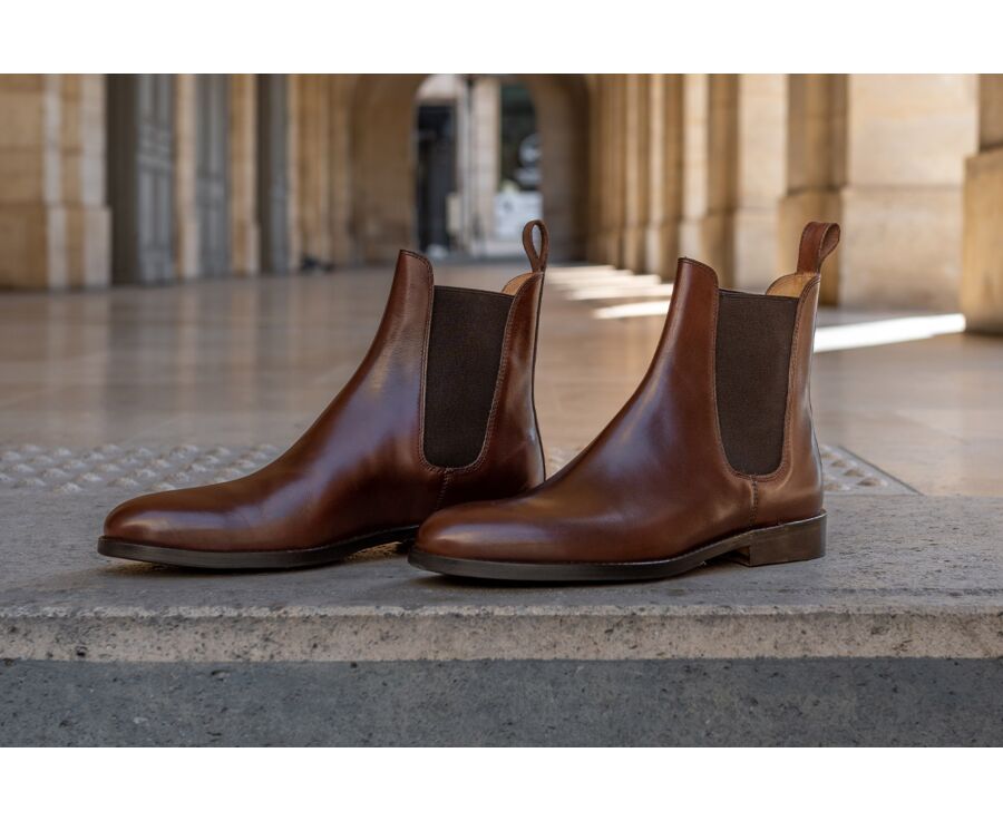 Chelsea boots cuir homme Châtaigne - FLAGER PATIN