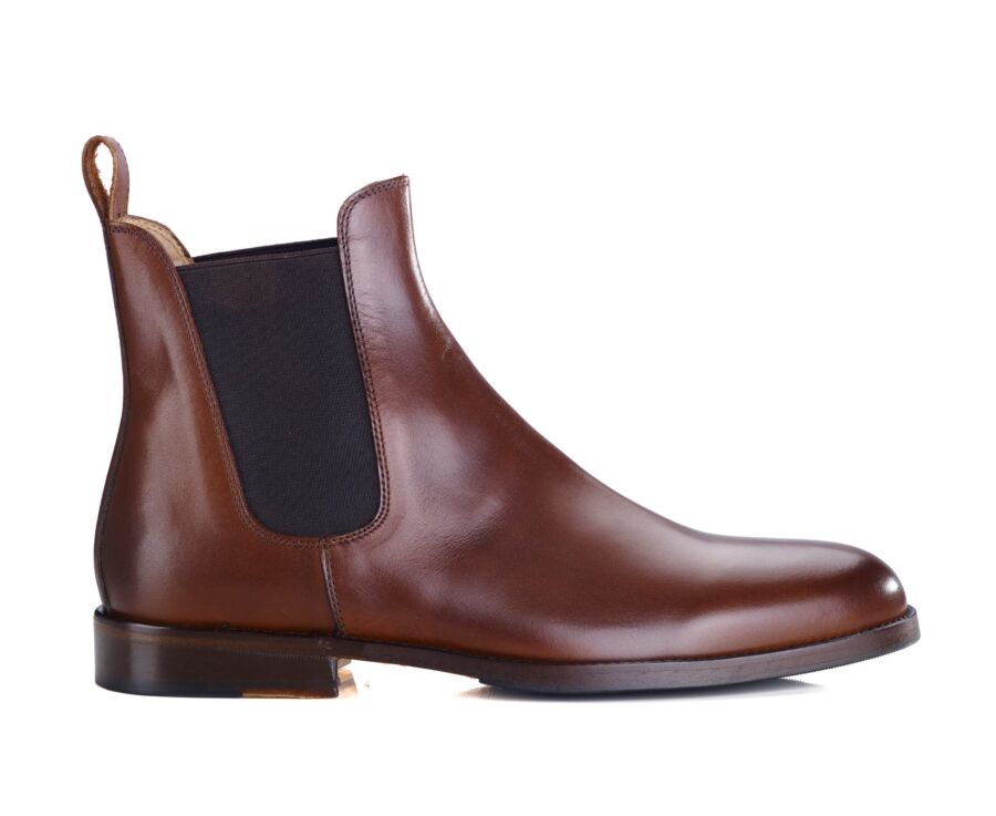 Chelsea boots cuir homme Châtaigne Patiné - FLAGER PATIN