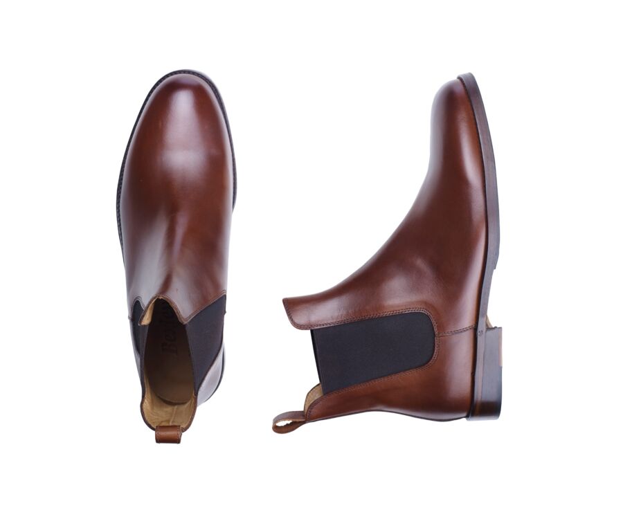 Chelsea boots cuir homme Châtaigne Patiné - FLAGER PATIN