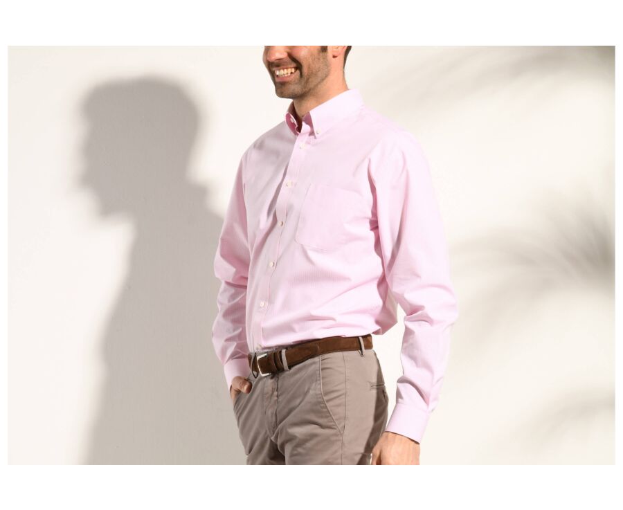 Chemise carreaux fins roses et blancs Poche Tim Bexley