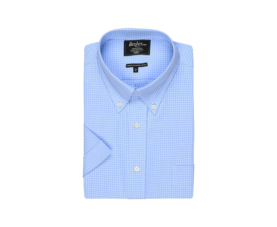 Chemise bleue carreaux fins blancs - Poche - CLAYN MC