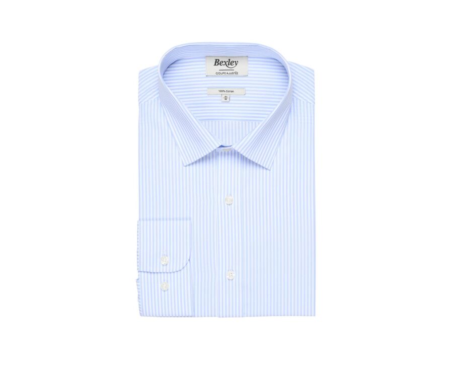 Chemise coton rayée bleu clair et blanc - MAXIMILIEN