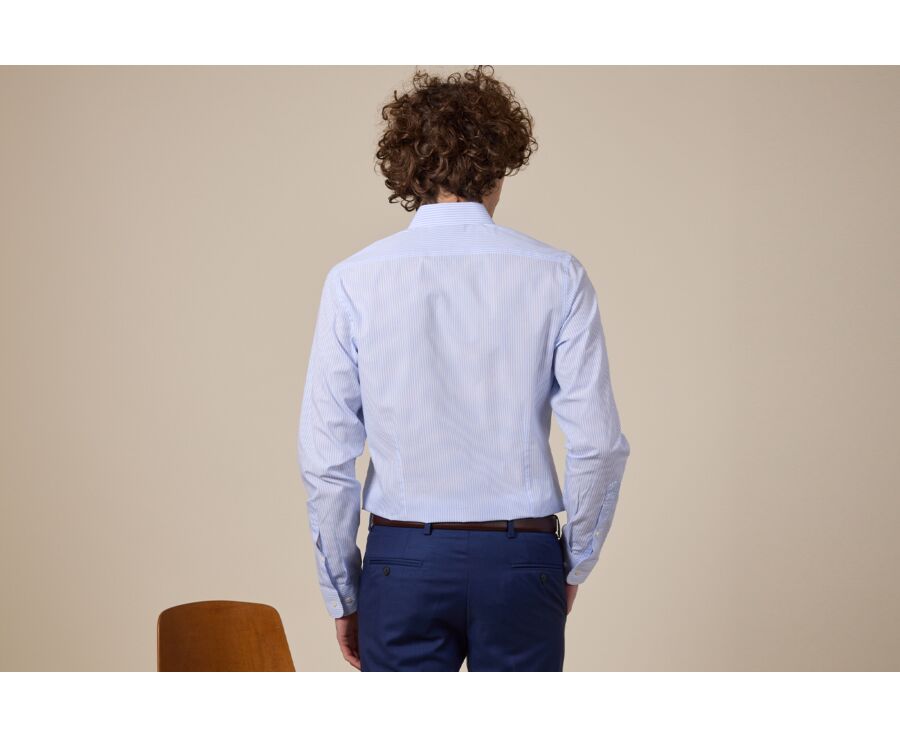 Chemise coton rayée bleu clair et blanc - MAXIMILIEN