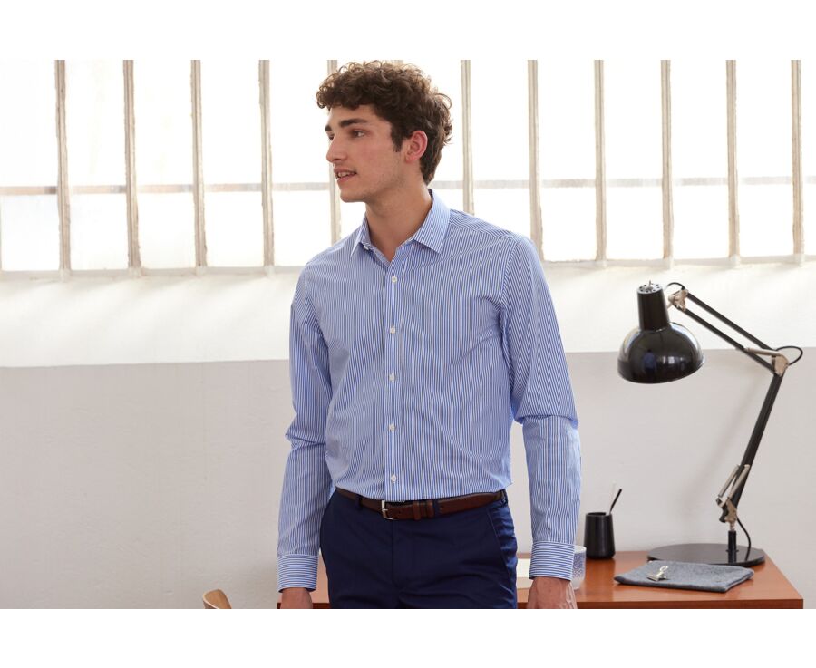Chemise coton rayée bleu et blanc - MAXIMILIEN