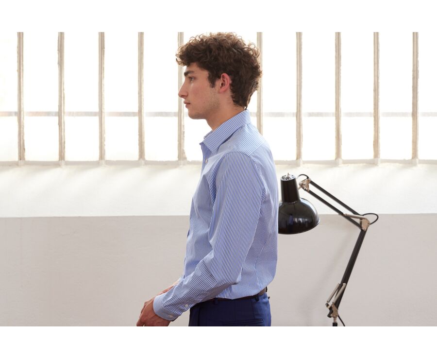 Chemise coton rayée bleu et blanc - MAXIMILIEN