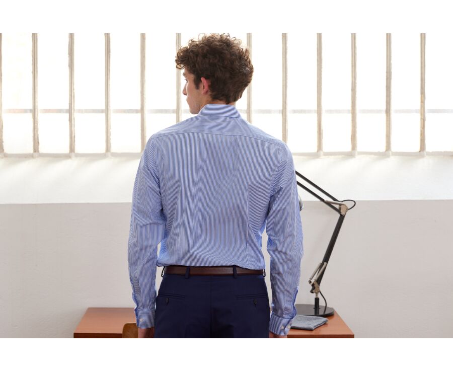 Chemise coton rayée bleu et blanc - MAXIMILIEN