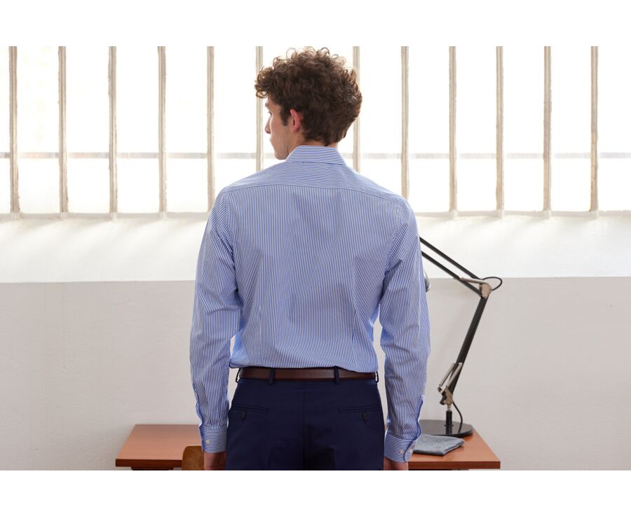 Chemise coton rayée bleu et blanc - MAXIMILIEN