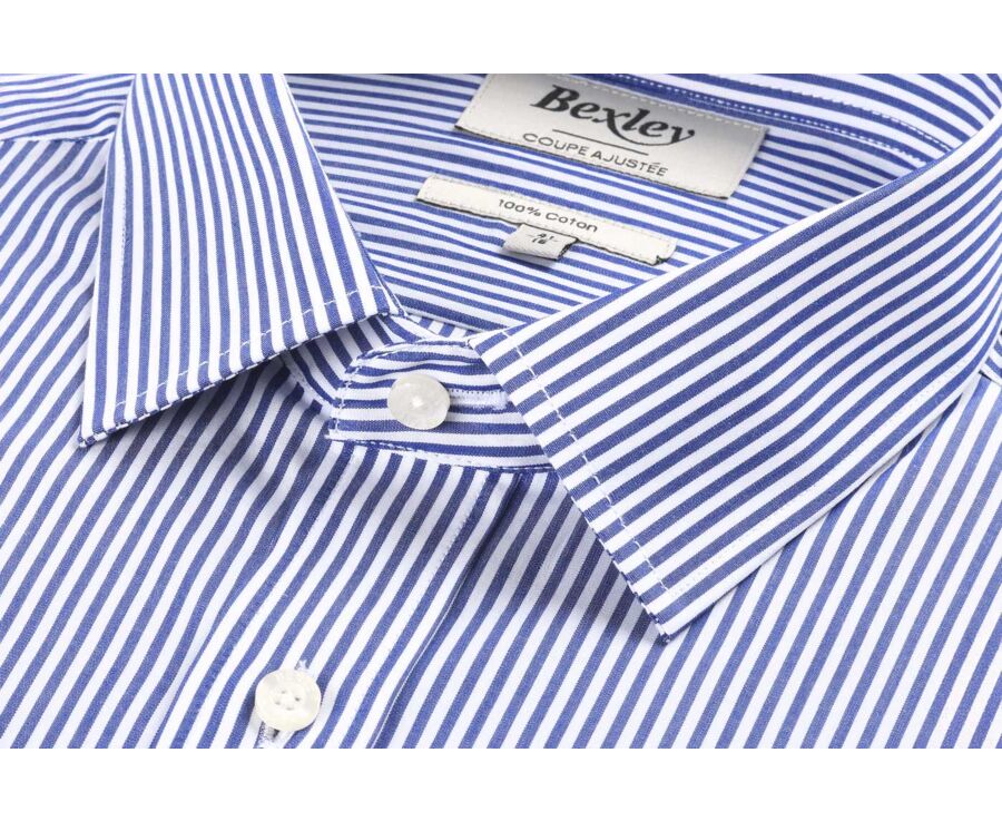 Chemise coton rayée navy et blanc - MAXIMILIEN