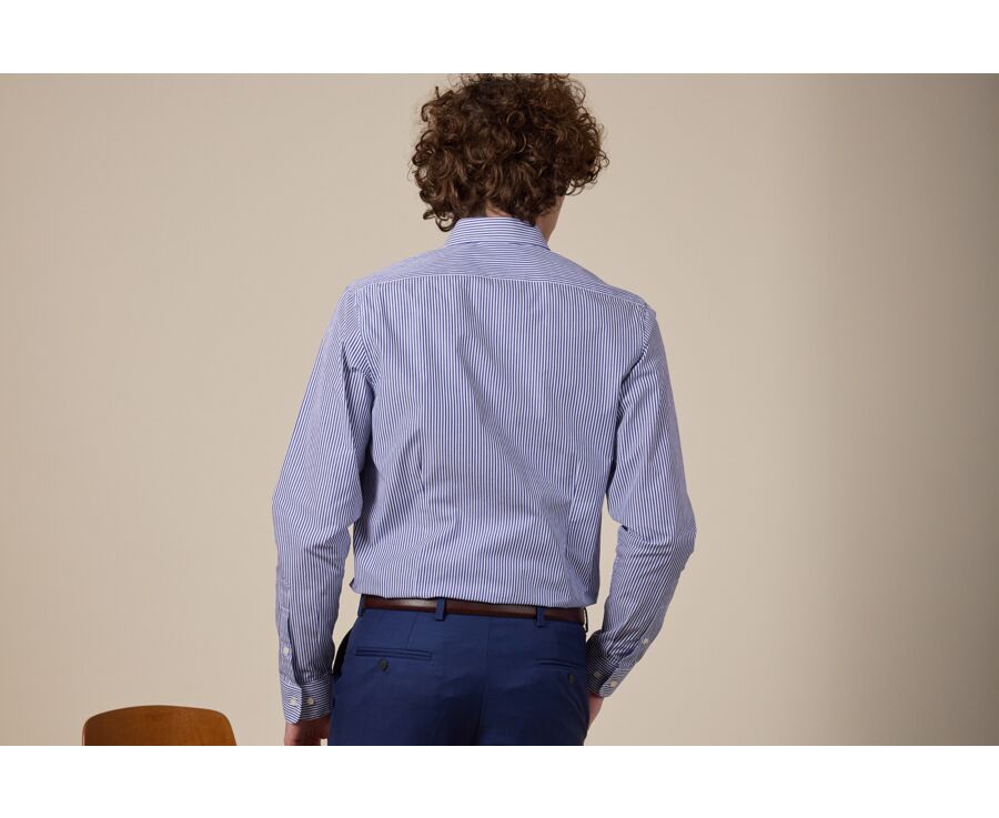 Chemise coton rayée navy et blanc - MAXIMILIEN