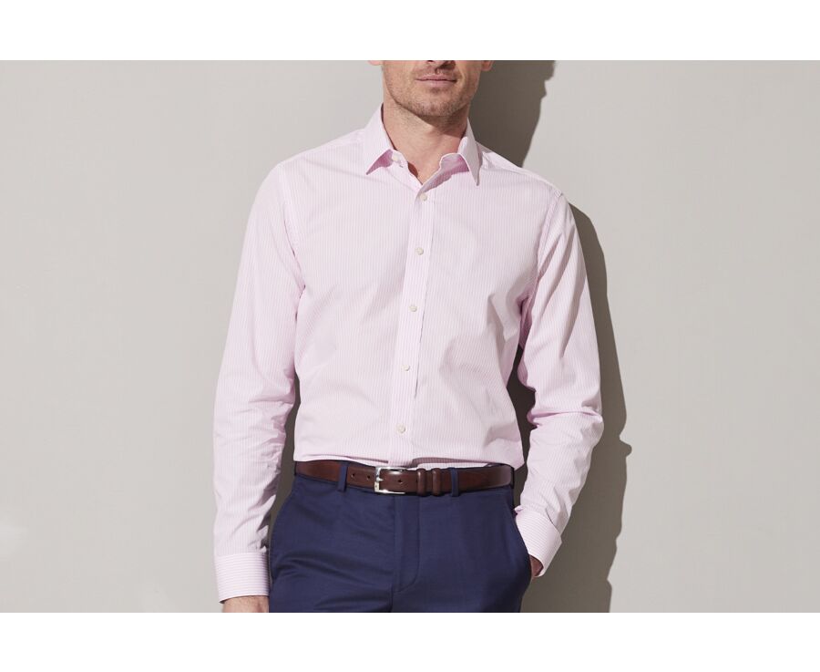 Chemise popeline rayée rose et blanc - MAXIMILIEN
