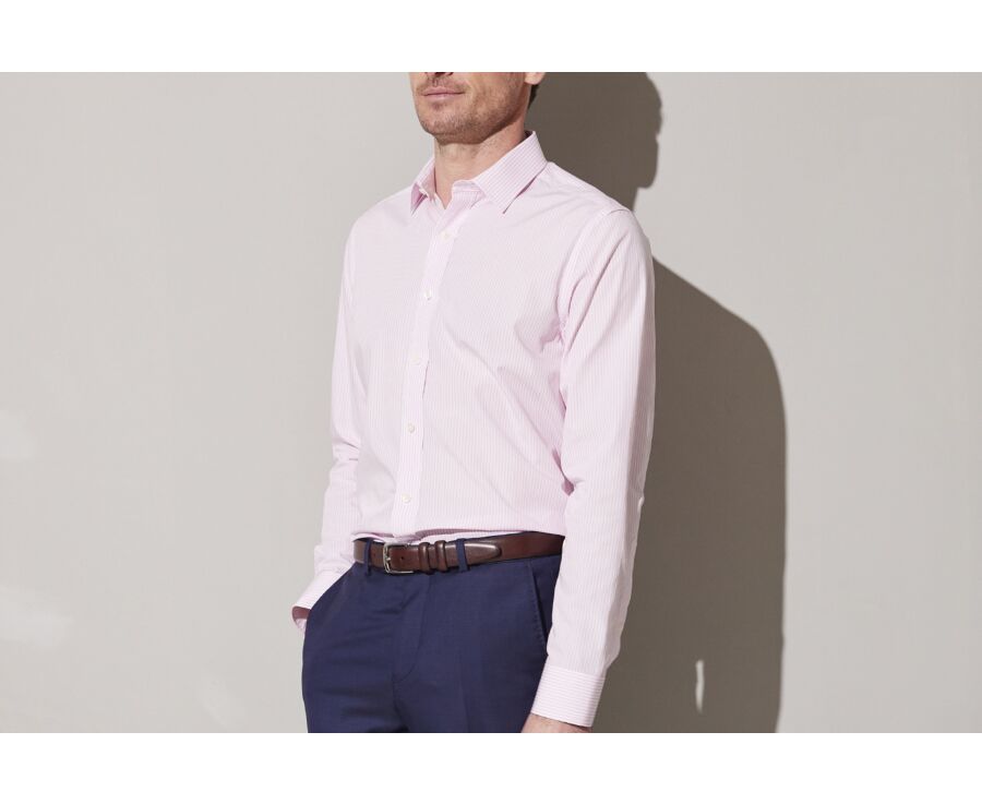 Chemise popeline rayée rose et blanc - MAXIMILIEN
