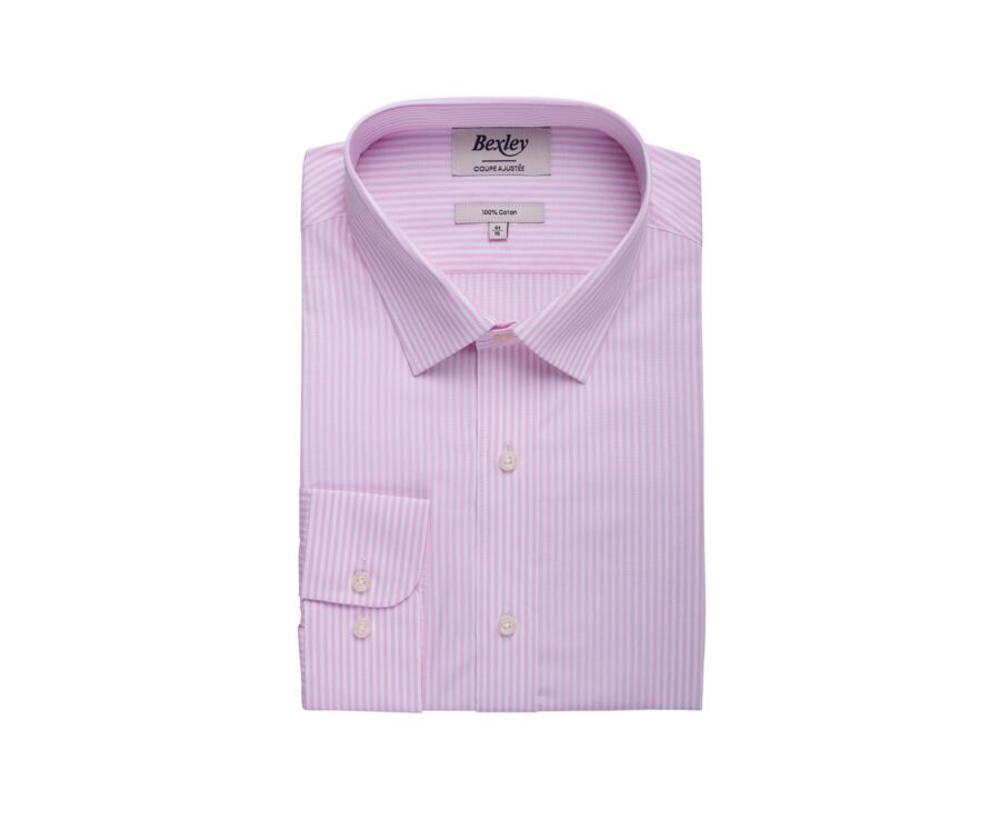 Chemise popeline rayée rose et blanc - MAXIMILIEN