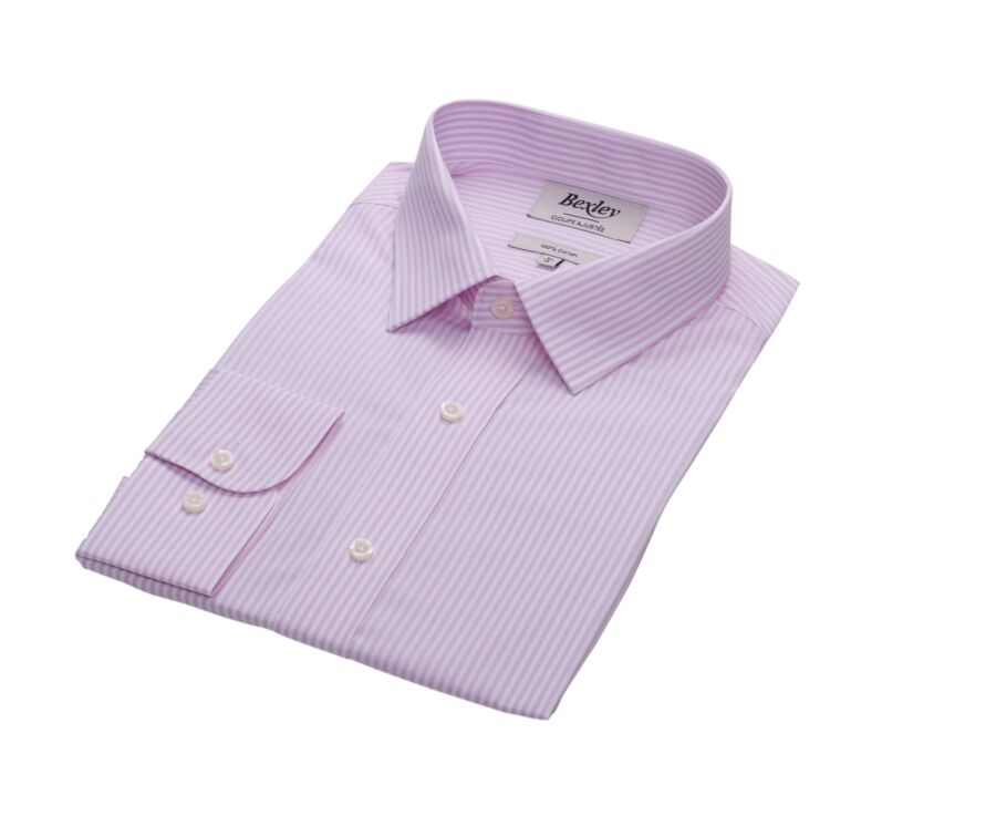 Chemise popeline rayée rose et blanc - MAXIMILIEN