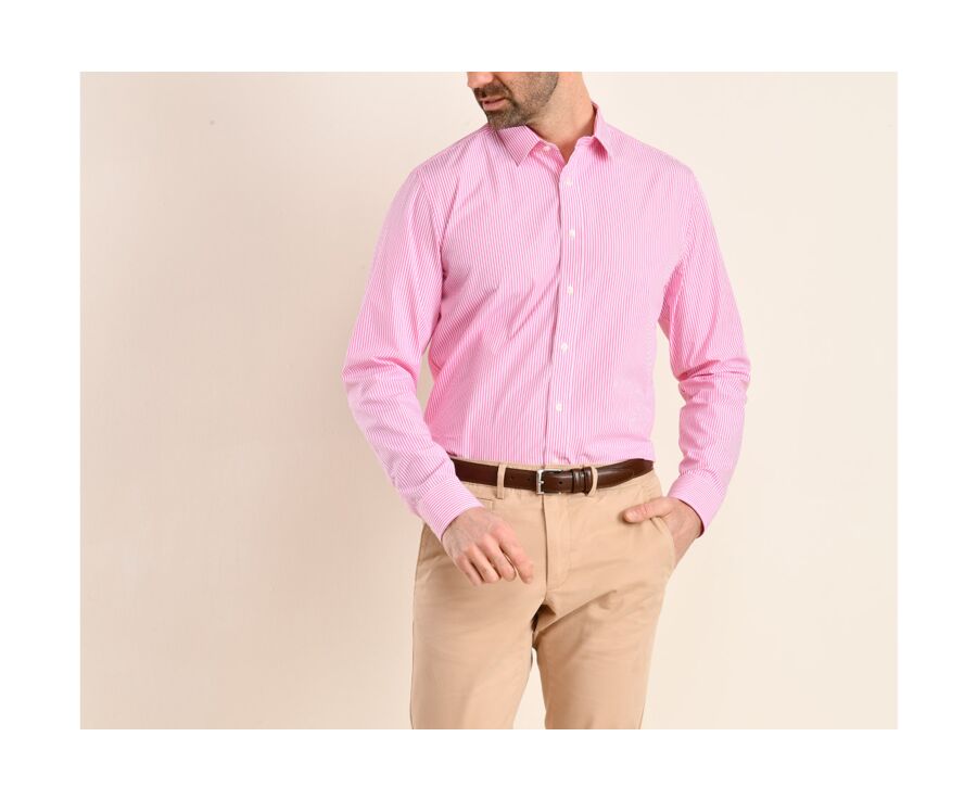 Chemise coton rayée rose et blanc - MAXIMILIEN