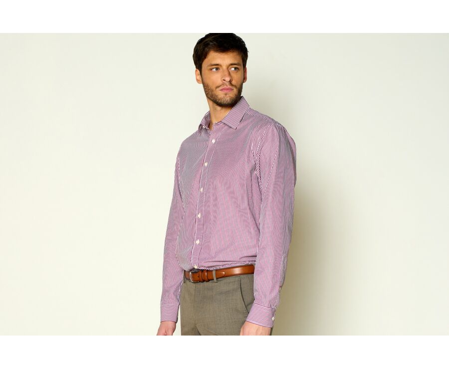 Chemise popeline rayée Bordeaux et Blanc - MAXIMILIEN