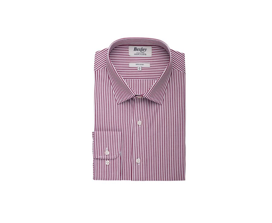 Chemise popeline rayée Bordeaux et Blanc - MAXIMILIEN