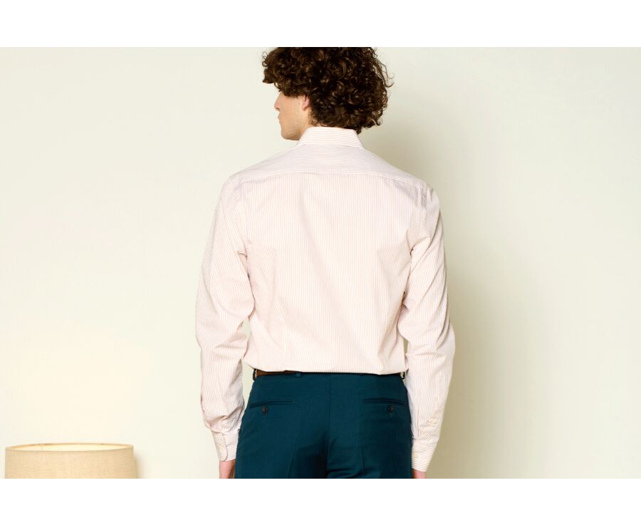 Chemise popeline rayée Beige et Blanc - MAXIMILIEN