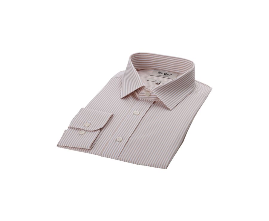Chemise popeline rayée Beige et Blanc - MAXIMILIEN