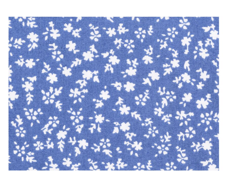 Chemise bleue imprimée fleurs blanches - Col français - MATHURIN