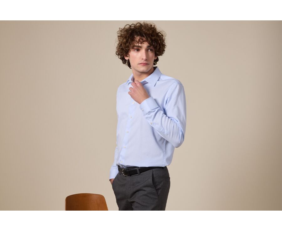 Chemise coton bleu pâle - Col français - PATERNE CLASSIC