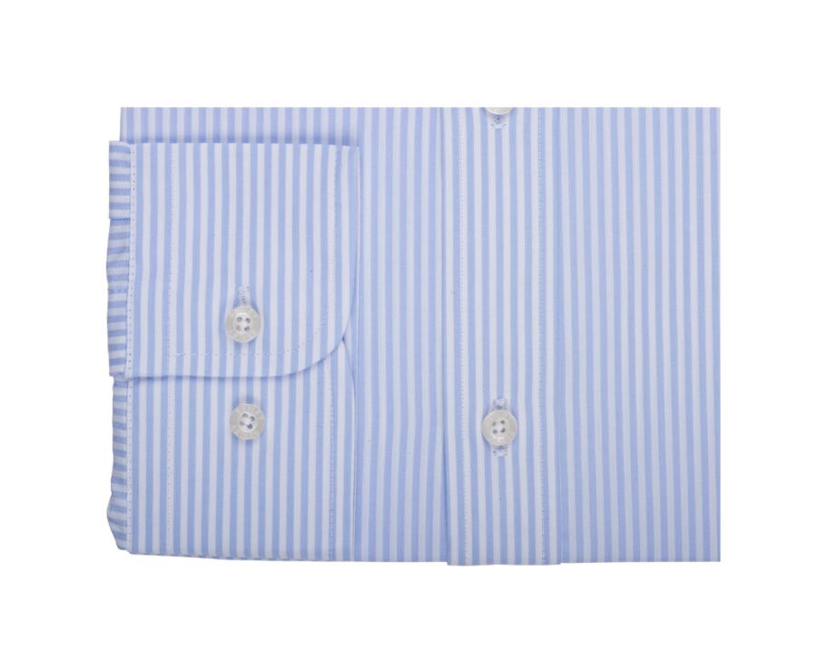 Chemise coton rayures bleues claires et blanches - Col américain - MARLOW