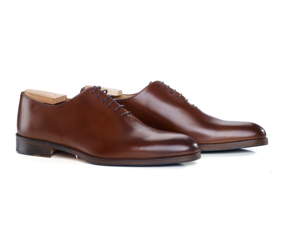 Richelieu homme Châtaigne Patiné semelle cuir avec patin - PETER PATIN