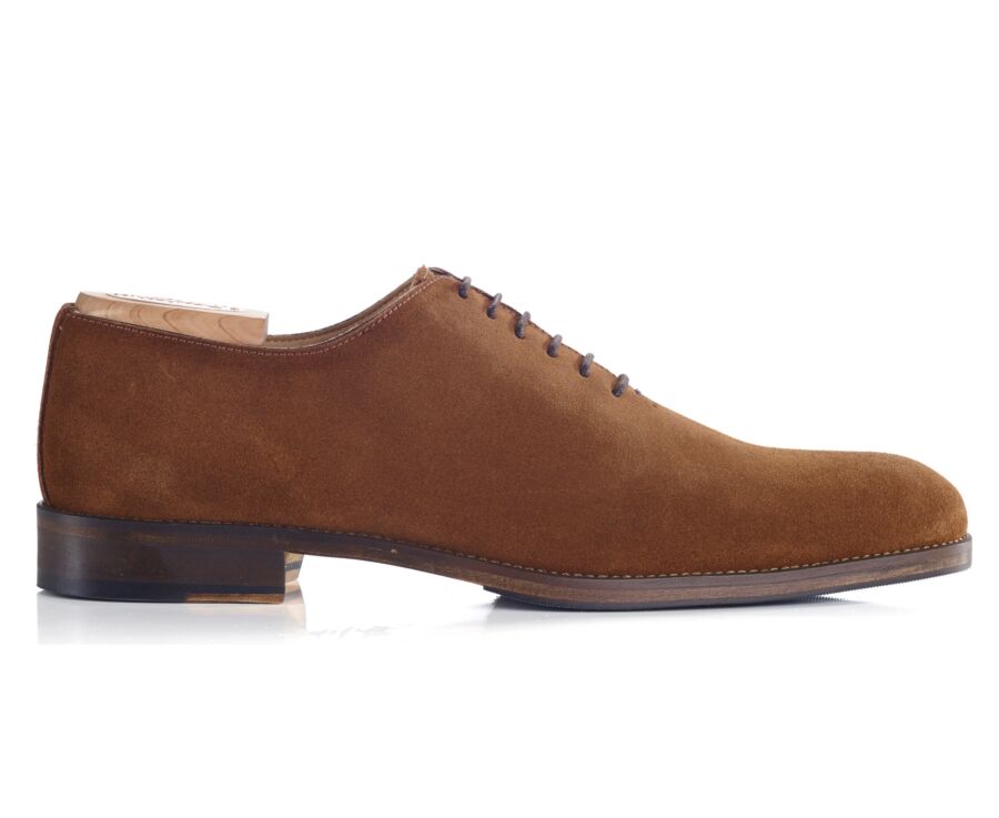Richelieu homme Velours Cognac semelle cuir avec patin - PETER PATIN
