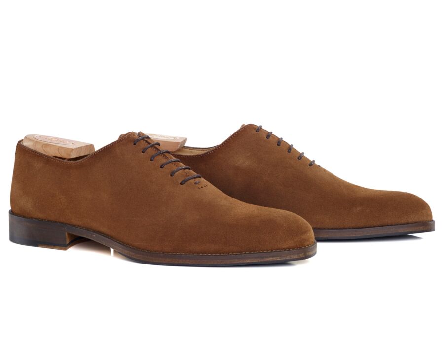 Richelieu homme Velours Cognac semelle cuir avec patin - PETER PATIN