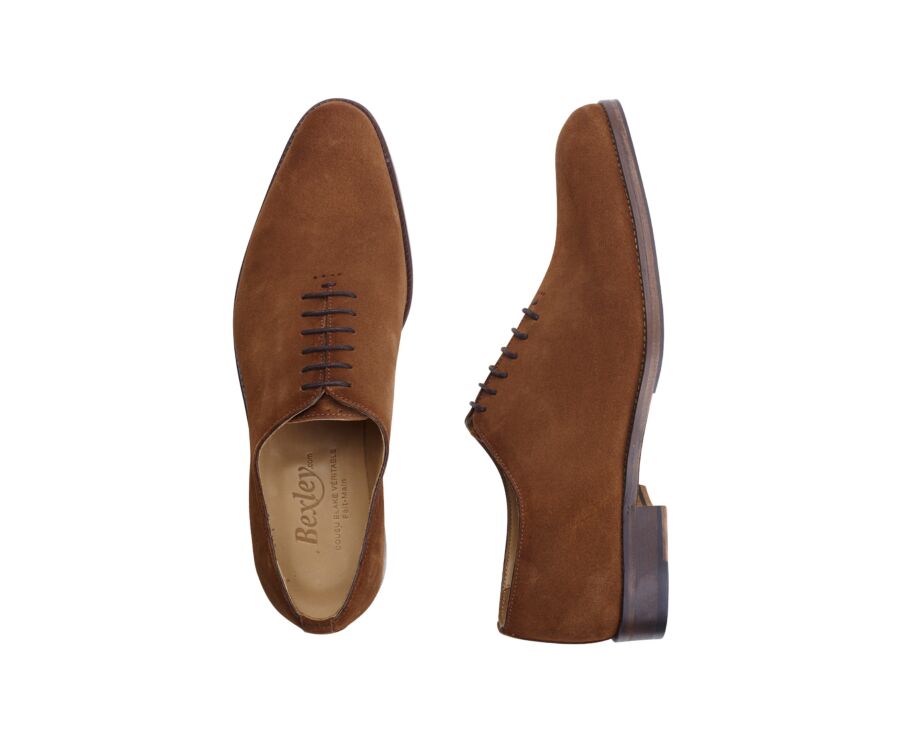 Richelieu homme Velours Cognac semelle cuir avec patin - PETER PATIN