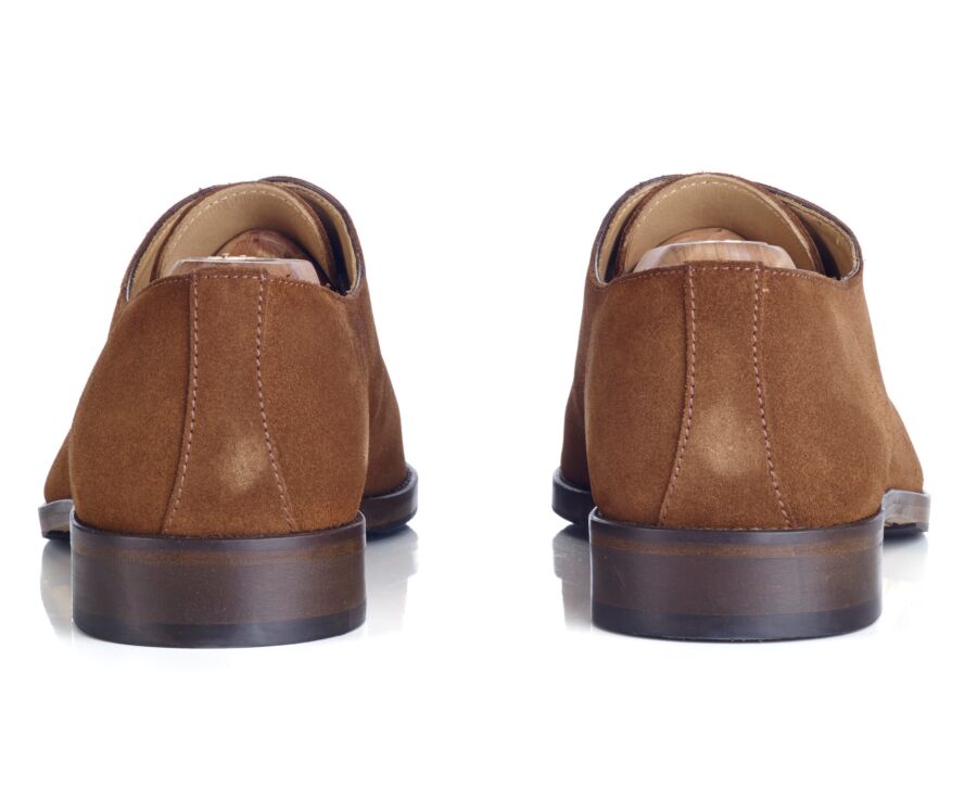 Richelieu homme Velours Cognac semelle cuir avec patin - PETER PATIN