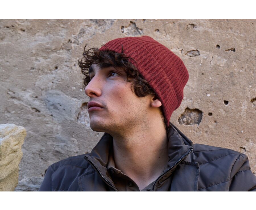 Bonnet laine homme Rouge Chiné - BENNETH