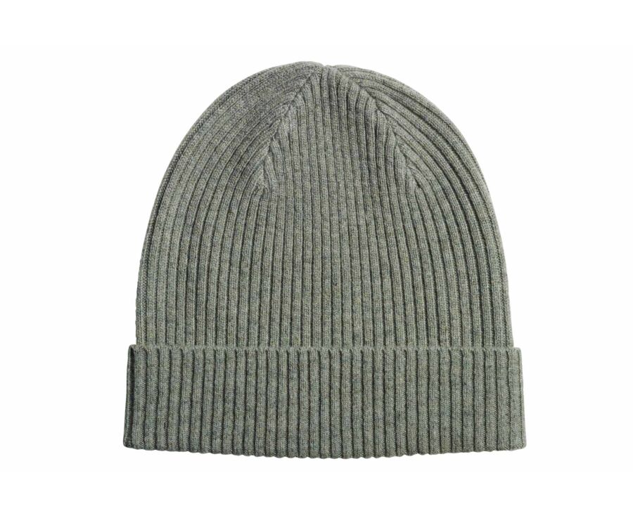 Bonnet homme kaki clair chiné en lambswool - BENNETH