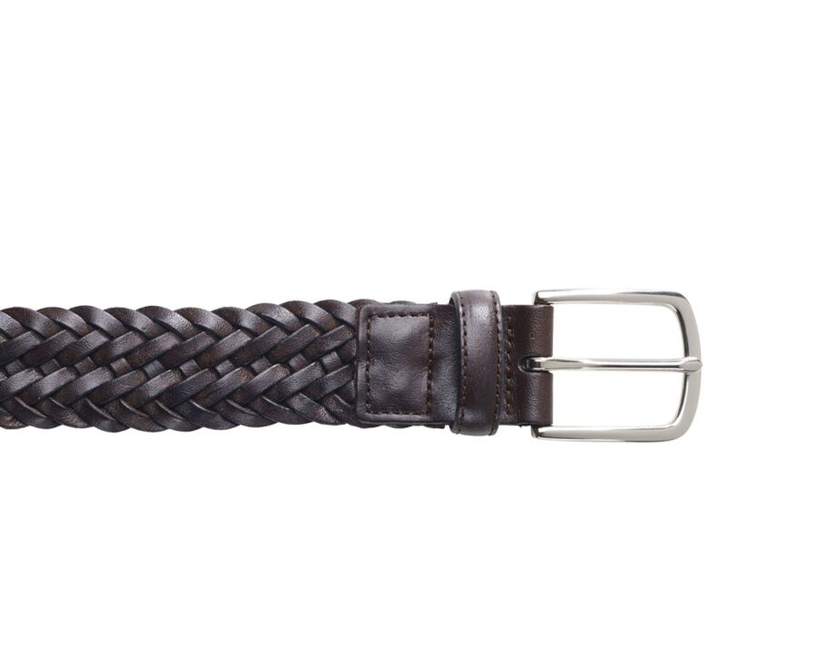 Ceinture en cuir tressée homme Chocolat - NORTHGATE SILVER