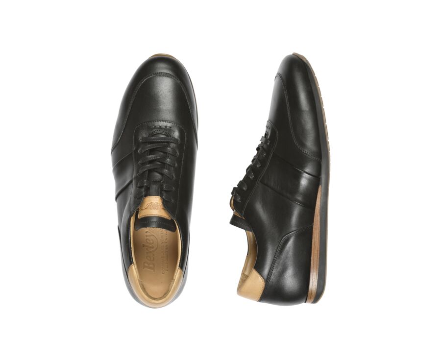 Sneakers Noir Patiné cuir homme - BUCKENDERRA