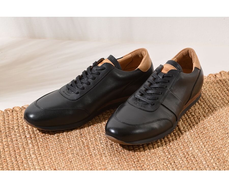 Sneakers Noir Patiné cuir homme - BUCKENDERRA