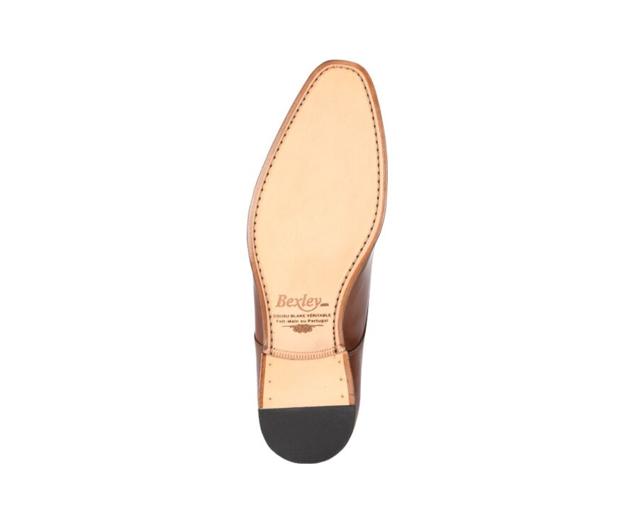 Chaussures homme double boucle Cognac Patiné - CHIGWELL
