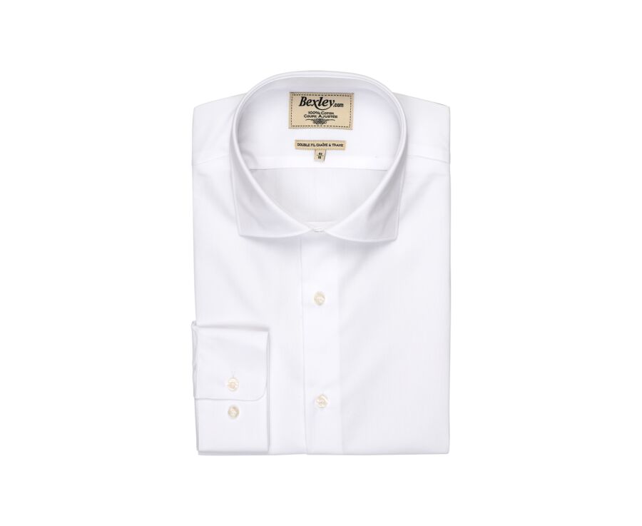 Chemise blanche coton popeline - Col italien - LUDOVICO CLASSIC
