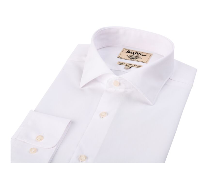 Chemise blanche coton popeline - Col italien - LUDOVICO CLASSIC