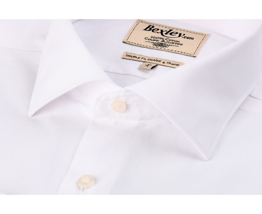 Chemise blanche coton popeline - Col italien - LUDOVICO CLASSIC