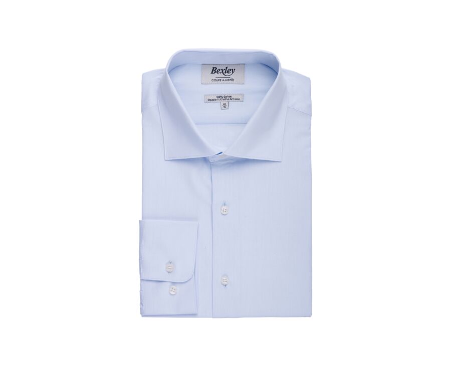 Chemise Bleu Pâle coton popeline - Col italien - LUDOVICO CLASSIC