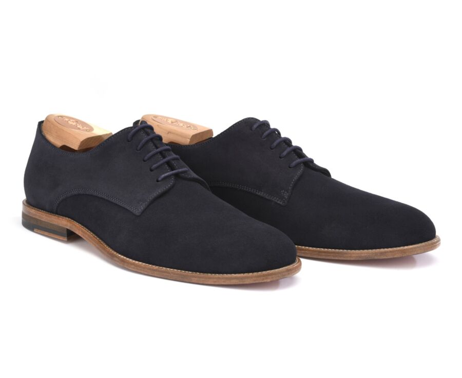 Derbies homme Velours Marine semelle cuir - HILPERTON