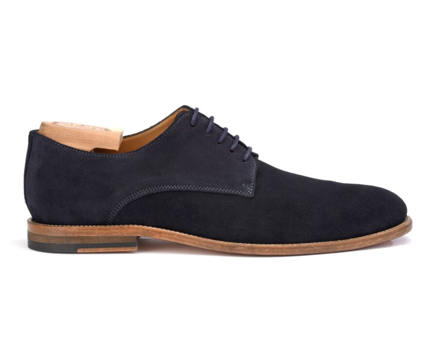 Derbies homme Velours Marine semelle cuir - HILPERTON
