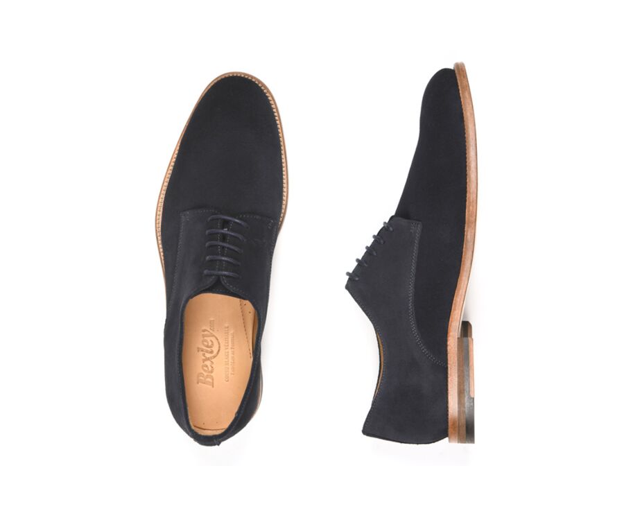 Derbies homme Velours Marine semelle cuir - HILPERTON