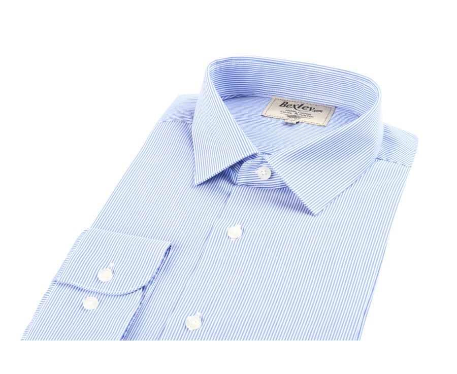 Chemise à fines rayures bleues - Col français - AUBERTIN CLASSIC