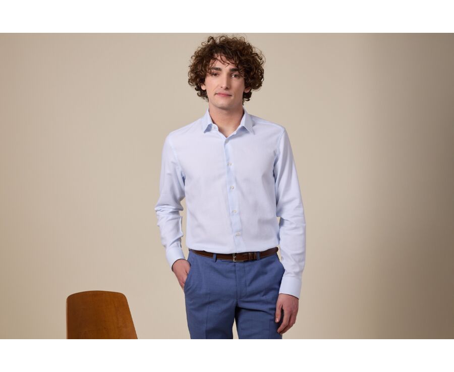 Chemise blanche coton popeline tramée - FIACRE