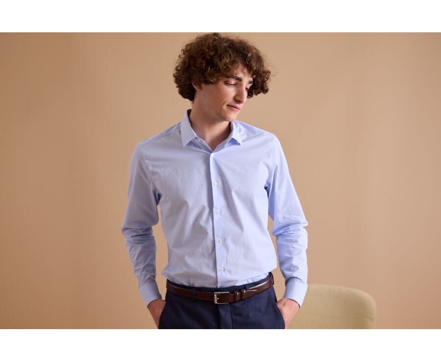 Chemise blanche à rayures bleues - ANSELME